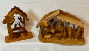 lot 180 image: Set of Carved Olive Wood NATIVITY Sets