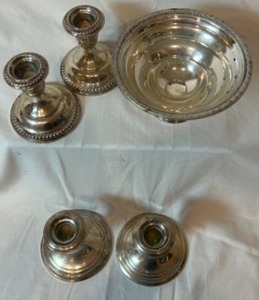 lot 192 image: Sterling Silver - Bowl and Candlestick Pairs Gorham Empire - Weighted