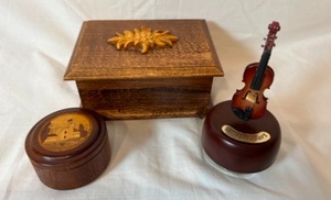 lot 196 image: Lot of 3 Wood Music Boxes