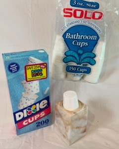 lot 228 image: Vintage Dixie Cup and Marble Bathroom Holder w Solo Refill Cups