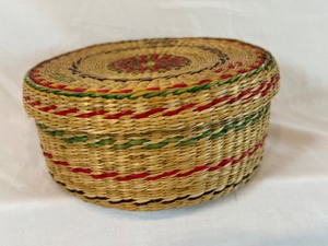 lot 240 image: Woven Sweet Grass Round Basket