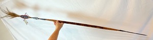 lot 269 image: Vintage Authentic African Throwing Spear Forged Iron Beadwork