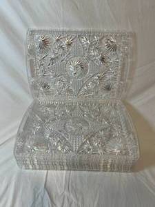 lot 304 image: 12 Lucite Crystal Cut Platters Plastic Serving Trays