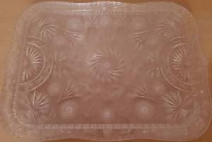 lot 52 image: 4 Lucite Crystal Cut Platters Large Plastic Serving Trays