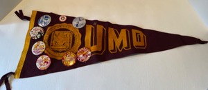lot 306 image: Vintage UMD Duluth Felt Pennant w Event Pinback Buttons