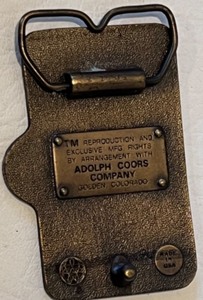 lot 318 image: Vintage COORS BANQUET BEER Reproduction Belt Buckle Adolph COORS Company