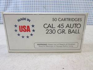 (CNTR) Box 50 Rounds Made In USA 45 Auto 230 Gr Ball