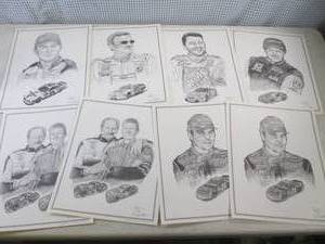 (H-2) NASCAR Driver Prints 2 each Earnhardts and Gordon and 10 each of the others. 11 x 14