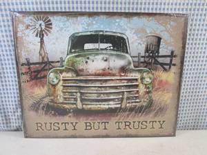 (EC1) Rusty But Trusty Tin Sign 16 x 12 12 New in Plastic Wrap
