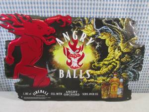 (RM2) Angry Orchard Angry Balls Fireball Tin Bar Sign - New - 17 12 x 10 12
