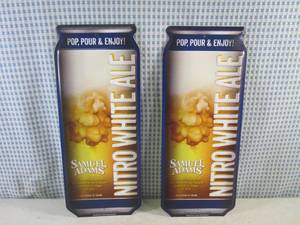 (RM3) 2 Samuel Adams Nitro White Ale Beer Can Shaped Tin Bar Signs - New - 15 12 x 6 38