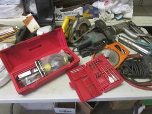 ((EW3) Assorted Power Tools, Air Tools, Saw Blades, Drill Bits And Other Misc.