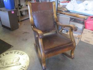 (EW1) Vintage Wood Salisbury Spring-Air Rocking Chair - Solid