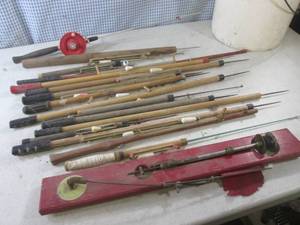 (CSB) Large Assortment of Ice Fishing Sticks Etc