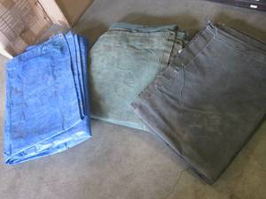 (A-2) 2 Large Canvas Tarps and Blue Tarp