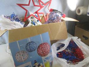 (A-2T) Box Full of Assorted Patriotic Decor