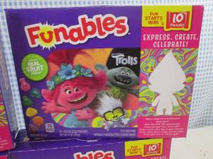 (B-2) 4 Boxes Funables Trolls Snacks 10 Pouches per Box Best by Sept 2023