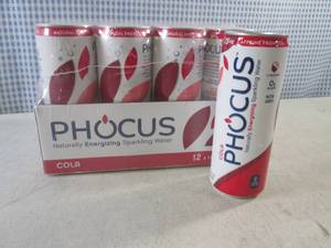 (C-1) 12-Pack Phocus Cola Sparkling Water 11.5oz Cans Best by Oct 2023