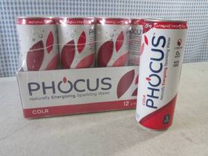 (C-2) 12-Pack Phocus Cola Sparkling Water 11.5oz Cans Best by Oct 2023
