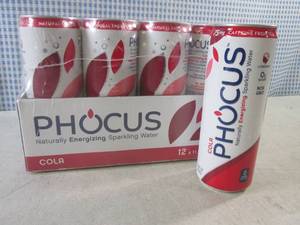 (C-2) 12-Pack Phocus Cola Sparkling Water 11.5oz Cans Best by Oct 2023
