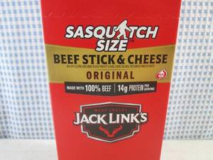 (EC2) Box of 12 Jack Links Sasquatch Size Original Beef Stick & Cheese 2.45oz Each Best by Nov 2023