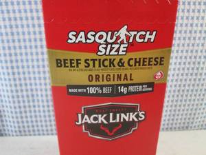 (EC2) Box of 12 Jack Links Sasquatch Size Original Beef Stick & Cheese 2.45oz Each Best by Nov 2023