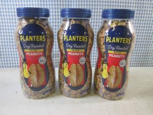 (B-3) 3 Jars Planters Dry Roasted Salted Peanuts 16oz Best by Dec 2023
