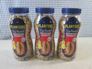 (C-3) 3 Jars Planters Dry Roasted Lightly Salted Peanuts 16oz Best by Dec 2023