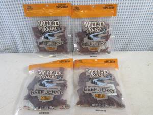 (B-3) 4 Bags Wild River Mild Beef Jerky 3.5oz Best by Nov 2023