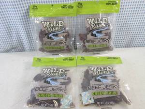(C-2) 4 Bags Wild River Green Chile Beef Jerky 3.5oz Best by Oct 2023