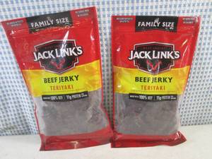 (C-2) 2 Family Size Bags Jack Links Teriyaki Beef Jerky 10oz Bags Past Date