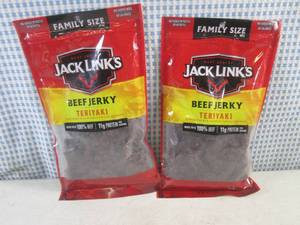 (C-2) 2 Family Size Bags Jack Links Teriyaki Beef Jerky 10oz Bags Past Date