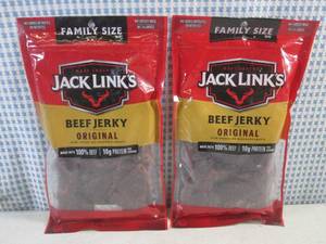 (C-2) 2 Family Size Bags Jack Links Original Beef Jerky 10oz Bags Past Date