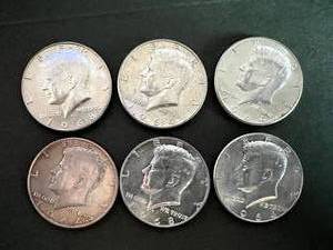 6 - Kennedy Half Dollars - 40% Silver