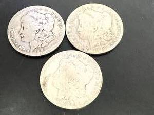 3 - Morgan Dollars - 1887, 1888, 1896