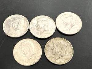 5 - Kennedy Half Dollars - 40% Silver