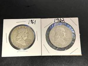 1961 D & 1962 D Franklin Half Dollars