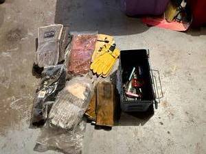 lot 280 image: Gloves (mostly new) & Ammo Box