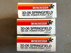 lot 201 image: 3 Boxes Winchester 30-06 180 Gr Shells