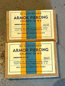 lot 209 image: 2 Boxes Armor Piercing Caliber .30 M2 Shells in Sealed Box