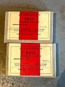 lot 210 image: 2 Sealed Boxes Ball Caliber .30 M2 Shells