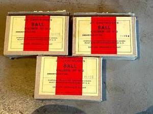 lot 212 image: 3 Boxes Ball Caliber .30 M2 Shells