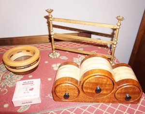 Antique Vintage Ornate Jewelry Necklace Earring Display Arm Hanger, Two Handmade Wood Trinket Boxes