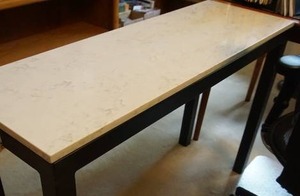 Furniture Office Den Living Room DeskSofa Back Table w Removable Marble Top on Heavy Metal Base...Two of Two For-Sale