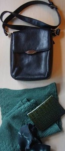 Clothing Accessories Purse Handbag Crossbody Pouch SANTI Leather Midnight Blue-Green Neck Wrap, Scarf, Wallet...