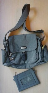 Clothing Accessories Purse Handbag Crossbody Nylon Pouch BAGGALLINI Blue Grey with Matching Wallet
