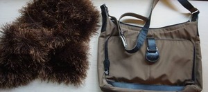 Clothing Accessories Purse Handbag AmeriBag Top Zipper Canvas Pocket Shoulder Bag, with Scarf.