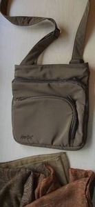 Clothing Accessories Purse Handbag AmeriBag Front Zipper Brown Canvas Pocket Crossbody Bag and Large Silky Soft Scarf Neck Wrap