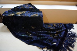 Clothing Accessories Scarf Neck Head Wrap Velvet Burnout Blue Floral Scarf