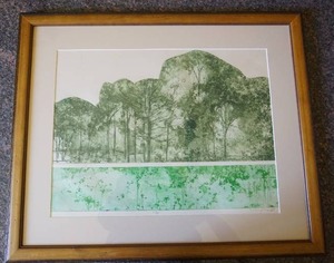 Wall Art Signed By Artist Ellingson 69 1235 Matted Framed Scenic Trees Green Large Print 32 x 27 